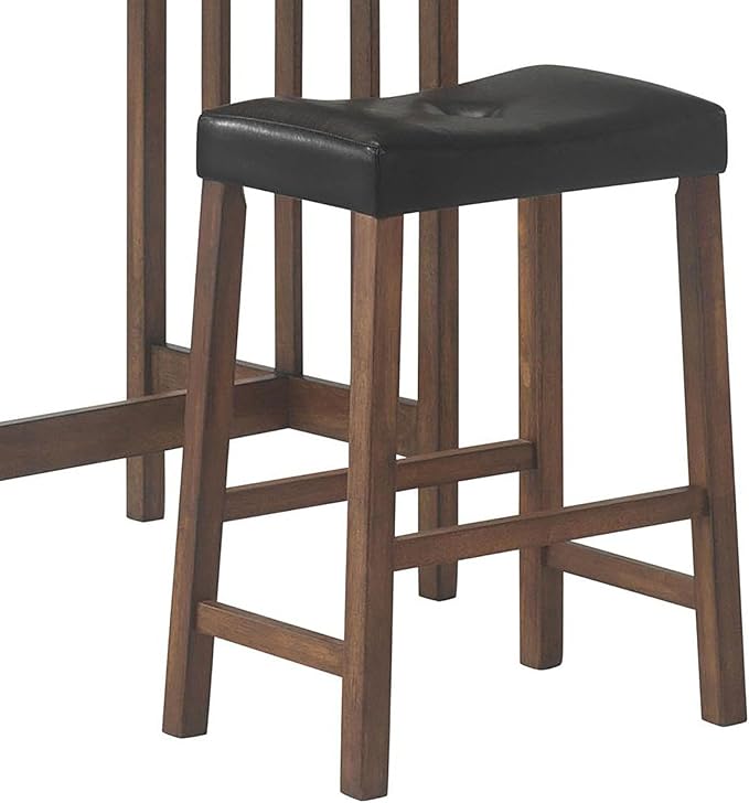 NicBex Kitchen Table for 2 Dining Room Table Set 3-Piece Counter Dining Set Bar Kitchen Table Set with Upholstered Stools for Small Space, Breakfast Nook, Brown - LeafyLoom