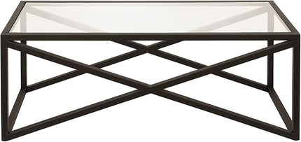 Calix 46'' Wide Rectangular Coffee Table in Blackened Bronze - LeafyLoom