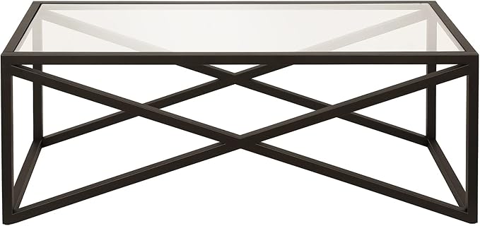 Calix 46'' Wide Rectangular Coffee Table in Blackened Bronze - LeafyLoom