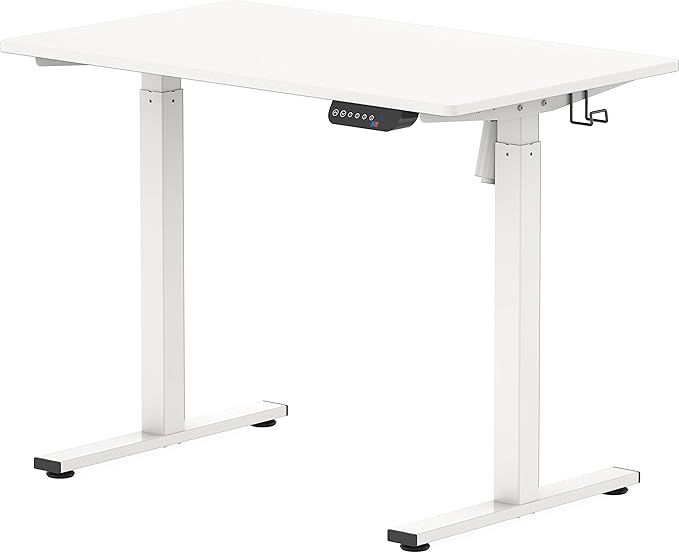 SHW Electric Height Adjustable Desk with Memory Preset, 40 x 24 Inches, White - LeafyLoom