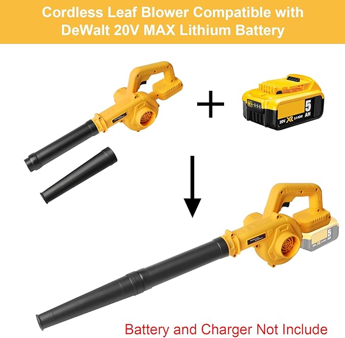 Cordless Leaf Blower for Dewalt 20V Battery Compact Air Blower for Lawn Care Leaf Blowing,Car,Corner Dust Clearing(Tool Only,No Battery) - LeafyLoom