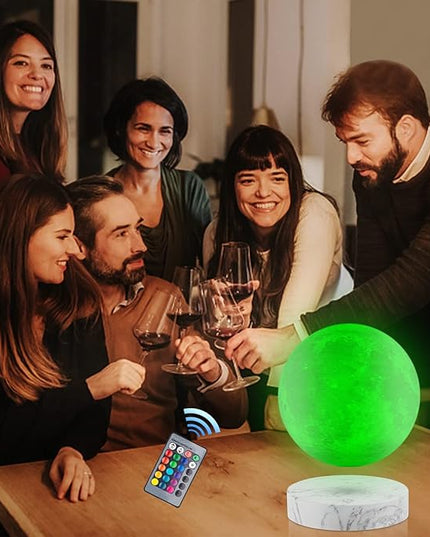 VGAzer Levitating Moon Lamp,Floating and Spinning in Air Freely with 3D Printing LED Moon Light Has 16 Colors 20 Modes for Unique Christmas Gifts,Room Decor (Marble Base 16 Colors) - LeafyLoom
