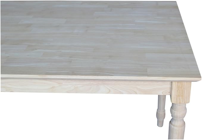 International Concepts Table Top Solid with Wood Standard Height Turned Legs, 30 by 48-Inch, Unfinished - LeafyLoom