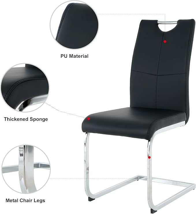 NicBex Haerin-SD-00374-LWJ Dining Chairs, 16.5"x17.9"x38.2", Black and Silver - LeafyLoom