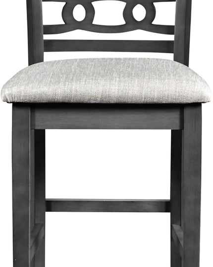 New Classic Furniture Gia Counter Dining Chair (Set of Four), Light Gray Fabric Upholstered Seat & Back Rest, Gray - LeafyLoom