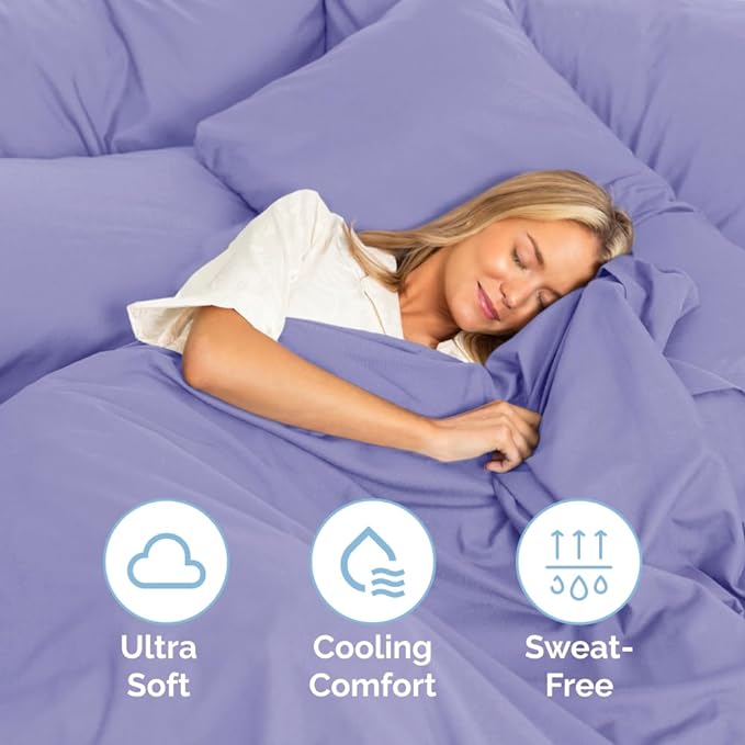 Split King Size 5 Piece Sheet Set - Comfy Breathable & Cooling Sheets - Hotel Luxury Bed Sheets for Women & Men - Deep Pockets, Easy-Fit, Soft & Wrinkle Free Sheets - Lavender Oeko-Tex Bed Sheet Set - LeafyLoom