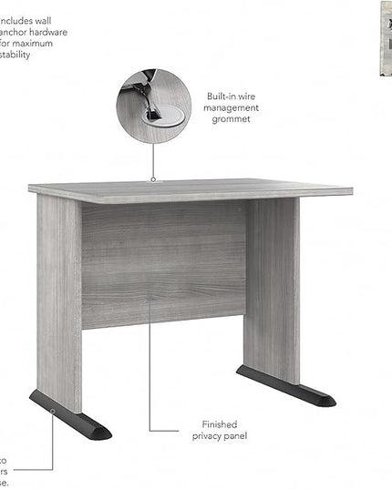 Bush Business Furniture Studio A Small Computer Desk, Commercial-Grade Gaming and Work Table for Home or Professional Office, 36W, Platinum Gray - LeafyLoom