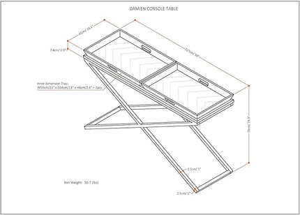 SIMPLIHOME Damien SOLID ELM WOOD 50 Inch Wide Console Table in Distressed Natural Elm, For the Living room, Entryway and Bedroom - LeafyLoom