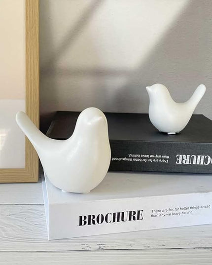 White Bedroom Decor Aesthetic, Ceramic Decor Birds White Decor for Shelves, Small Decor Items for Shelf Decor Accents, Decorative Birds Figurines Decorations for Living Room Table top Decor - LeafyLoom