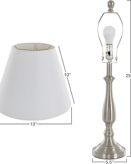 3-Piece Home Lighting Set - Coordinating Bundle with 2 Table Lamps and 1 Floor Lamp for Home and Office Decor by Lavish Home (Silver) - LeafyLoom