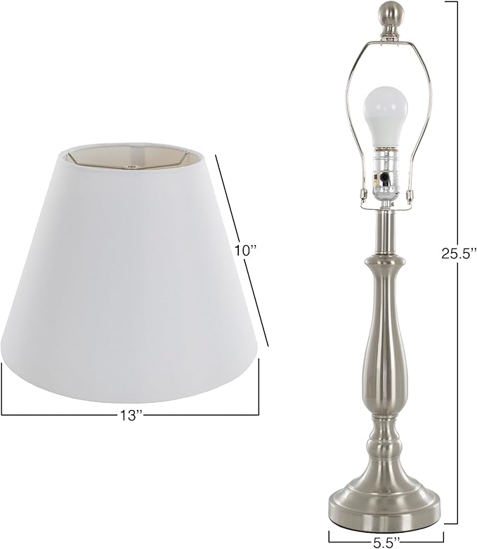 3-Piece Home Lighting Set - Coordinating Bundle with 2 Table Lamps and 1 Floor Lamp for Home and Office Decor by Lavish Home (Silver) - LeafyLoom