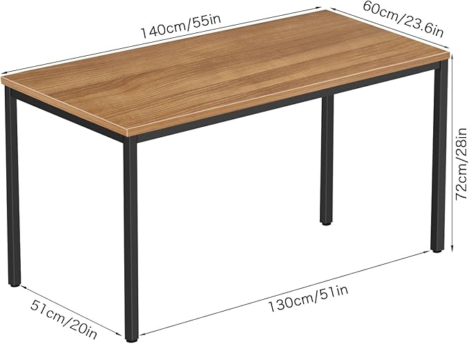 Large Table 24x55 inches Writing Computer Desk Modern Simple Study Desk Industrial Style Laptop Table for Home Office Brown Notebook Desk - LeafyLoom