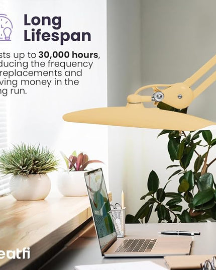 Neatfi XL 2,200 Lumens LED Task Lamp, 24W Super Bright Desk Lamp, 117 Pcs SMD LED, 4 Level Brightness, Dimmable, Task LED Light for Home, Office, Workbench (Non-CCT, Gold) - LeafyLoom