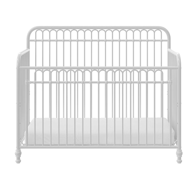 Little Seeds Ivy 3-in-1 Convertible Metal Crib, Off White - LeafyLoom