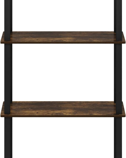 Furinno Turn-S-Tube 4-Tier Compact Multipurpose Shelf Display Rack with Square Tube, Amber Pine/Black - LeafyLoom