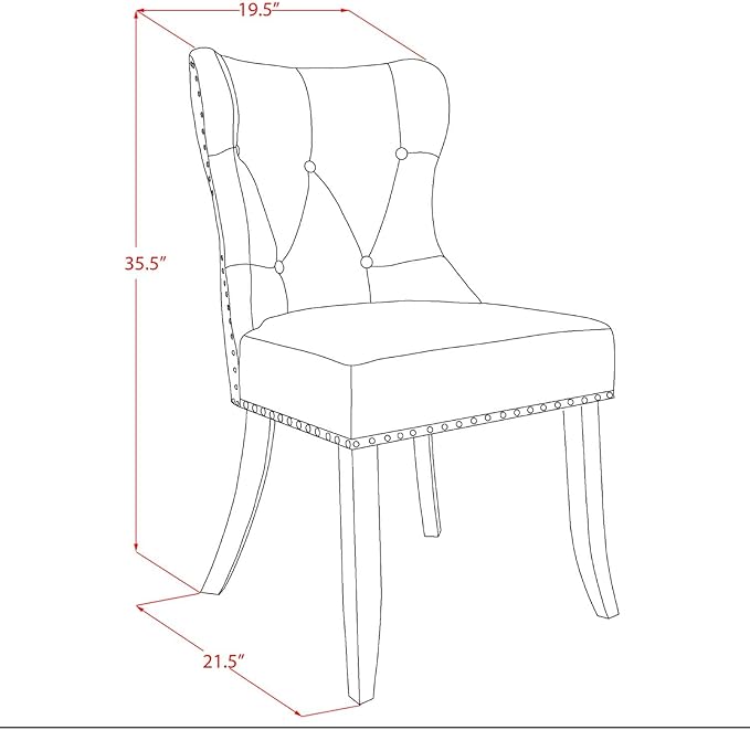 East West Furniture SIP2T15 Sion Parson Kitchen Button Tufted Nailhead Trim Baby Blue Fabric Upholstered Dining Chairs, Set of 2, Linen White - LeafyLoom