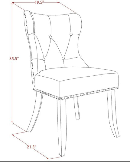 East West Furniture SIP3T35 Sion Parson Dining Room Button Tufted Nailhead Trim Doeskin Linen Fabric Upholstered Chairs, Set of 2, Mahogany - LeafyLoom