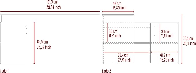 NicBex Kimberly-DW-00045-LWJ Home Office Desks, 45.86"x59.64"x30.11", White - LeafyLoom