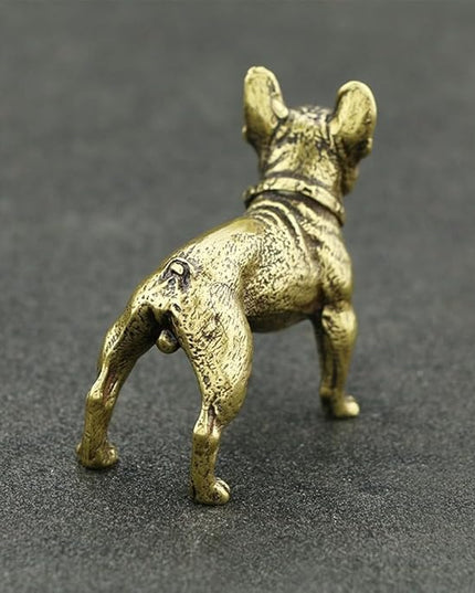 Vintage Solid Brass Miniature - Delicate Bulldog Desk Ornament for Pet Enthusiasts - Exquisite Collectible and Home Décor Accent（Bulldog） - LeafyLoom