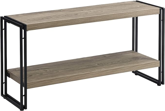 Small Industrial Bookshelf 2 Shelf Bookcases and Book Shelves for Living Room/Bedroom Wood Metal Rustic Oak - LeafyLoom