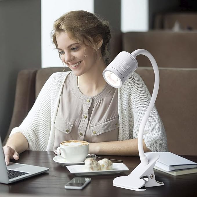 EAGLOD LED 3 Brightness Clamp Light，Portable Clip Light LED Lamp, USB Plug Clip on Desk Lamp,360°Flexible Gooseneck Night Reading Light,Desk/Table Bedside Headboard,Nail Art,Tattoo Lamp - LeafyLoom