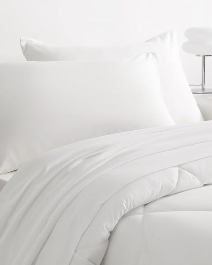 NTBAY Twin Comforter Set with Sheets, 5 Pieces Soft and Breathable Twin Bedding Set, Twin Bed in a Bag, Down Alternative Comforter Set Solid Color All Season, Kids Bedding Set, White - LeafyLoom