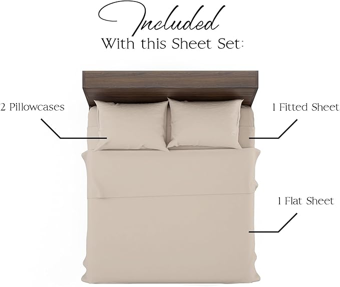 Northwest Ashford Home Essentials Bedding, 4 Piece Full Size Sheet Set, Sand Dollar Taupe - LeafyLoom