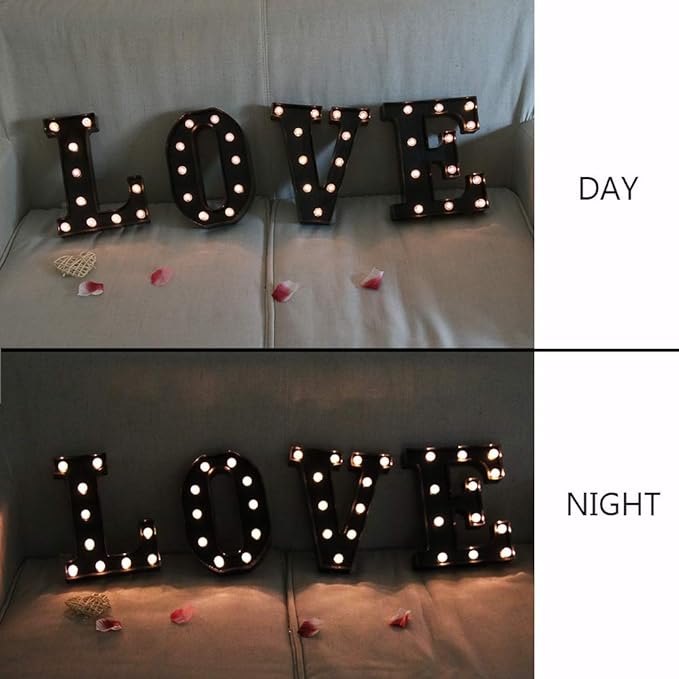 Light Up Black Alphabet Marquee Letters Sign LED Marquee Number Lights Sign for Night Light Home Bar Christmas Lamp Birthday Party Wedding Decoration L - LeafyLoom