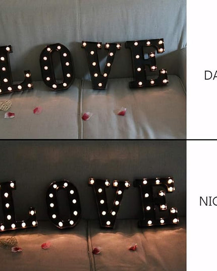 Light Up Black Alphabet Marquee Letters Sign LED Marquee Number Lights Sign for Night Light Home Bar Christmas Lamp Birthday Party Wedding Decoration V - LeafyLoom