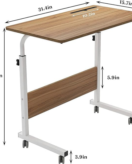 SogesGame 31.5 inches Side Table with Wheels,Snack Side Table with Castors Mobile End Table Easy to Assemble for Laptop,Oak,05#3-80OK-S8-US - LeafyLoom