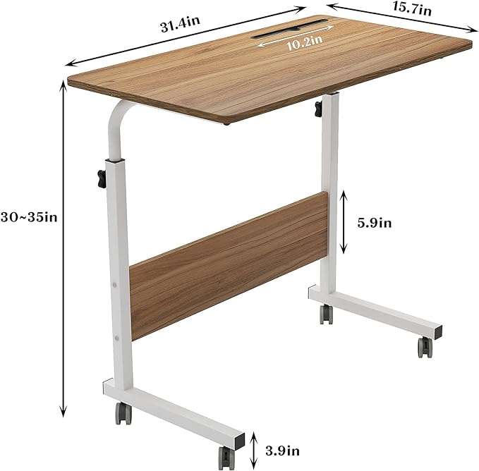 SogesGame 31.5 inches Side Table with Wheels,Snack Side Table with Castors Mobile End Table Easy to Assemble for Laptop,Oak,05#3-80OK-S8-US - LeafyLoom