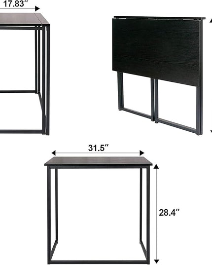 Leopard Outdoor Products Folding Computer / Laptop Table for Small Spaces, Space-Saving Home Office / Writing Desk, Compact Study Reading Foldable Desk (Black) - LeafyLoom