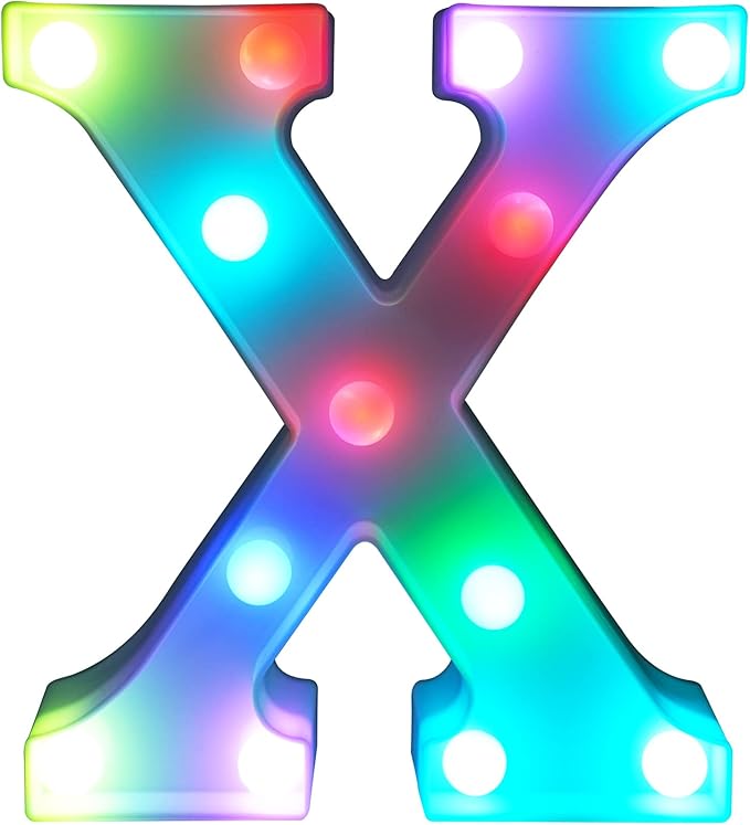 Letter LED Lights, 16 Colors Changing LED Marquee Letter Lights, Dimmable Night Lights for Wedding, Birthday, Holiday, Party, Bar, Christmas Decoration,Dorm Room Decor Multicolor X - LeafyLoom