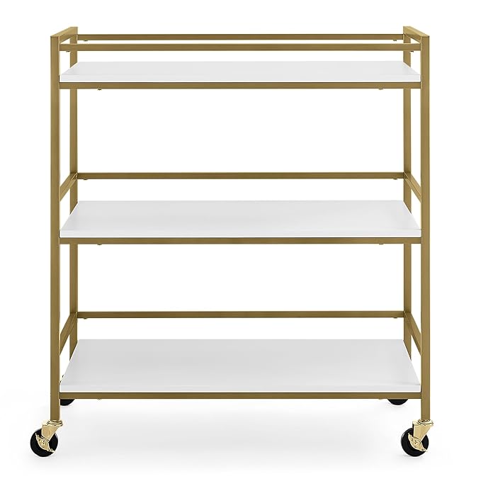 Delta Children Jade Changing Table/Cart, White Melamine/Bronze - LeafyLoom