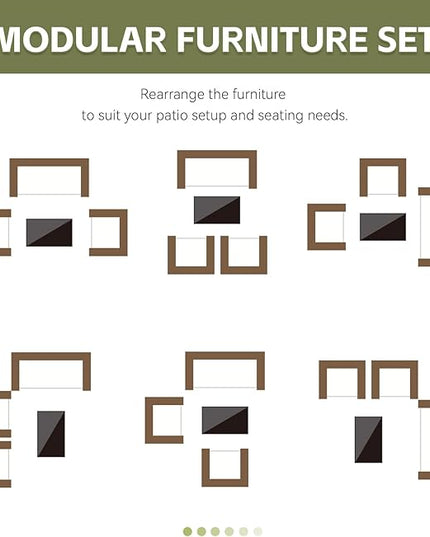 Patio Furniture Set,4 Piece Garden Conversation Set, Outdoor Wicker Rattan Table and Chairs, Black Patio Set, Sectional Sofa with Thick Cushion for Garden, Yard, or Porch (Brown/Beige) - LeafyLoom