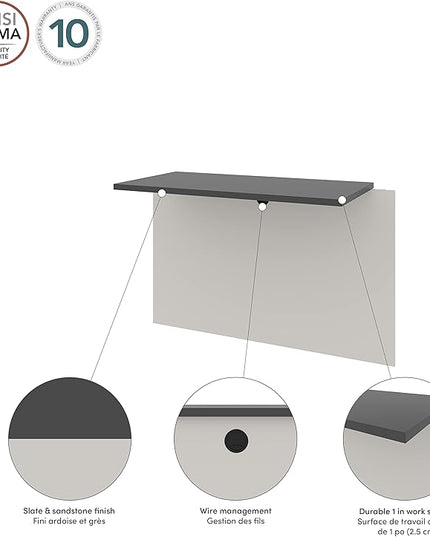 Bestar Connexion Desk Bridge, 40W, Slate & Sandstone - LeafyLoom