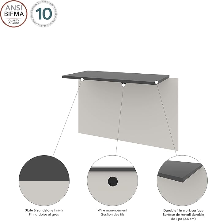 Bestar Connexion Desk Bridge, 40W, Slate & Sandstone - LeafyLoom