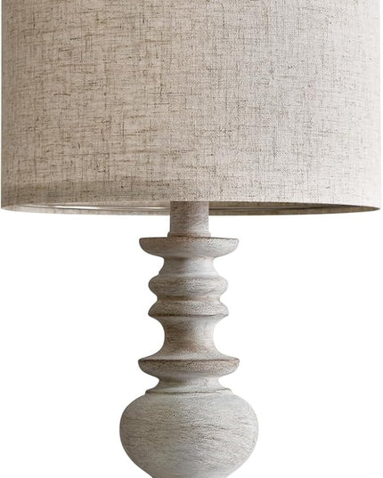 BOBOMOMO Tradition 20" Rustic Single Table Lamp for Living Room Bedroom Bedside Desk Lamps Bedroom Nightstand Vintage Lamps Linen,Suitable for Decorating Small Areas (1 Pack) - LeafyLoom