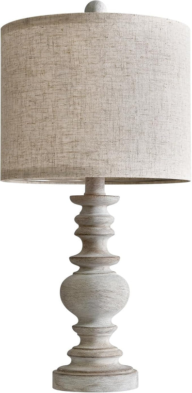 BOBOMOMO Tradition 20" Rustic Single Table Lamp for Living Room Bedroom Bedside Desk Lamps Bedroom Nightstand Vintage Lamps Linen,Suitable for Decorating Small Areas (1 Pack) - LeafyLoom
