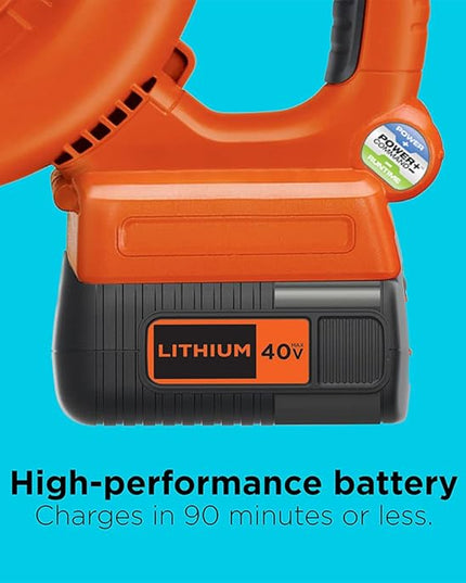 BLACK+DECKER 40V MAX Cordless Blower, Hard Surface Sweeper, Variable Speed Up To 120 MPH, with Battery and Charger (LSW36) - LeafyLoom