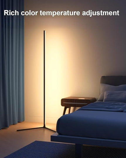 Smart RGB LED Floor Lamp 60" with 16 million DIY Colours Music Sync Bluetooth Mobile App Color Changing Ambient Lighting Fixture for Bedroom Gaming Living Room Home Office - LeafyLoom
