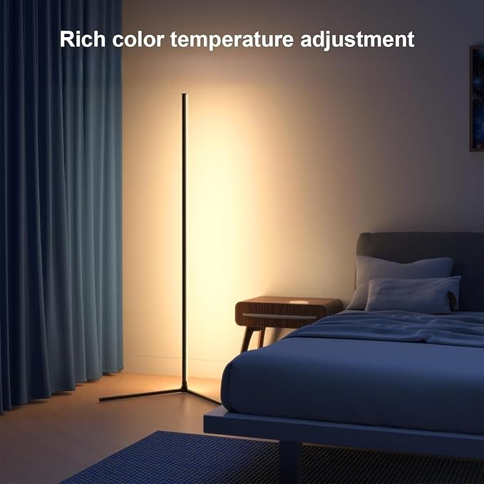 Smart RGB LED Floor Lamp 60" with 16 million DIY Colours Music Sync Bluetooth Mobile App Color Changing Ambient Lighting Fixture for Bedroom Gaming Living Room Home Office - LeafyLoom