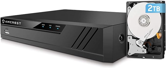 Amcrest 4K 8CH POE NVR (1080p/3MP/4MP/5MP/8MP) POE Network Video Recorder - Supports up to 8 x 8MP/4K IP Cameras, 8-Channel Power Over Ethernet Pre-Installed 2TB Hard Drive (NV4108E-2TB) Amcrest