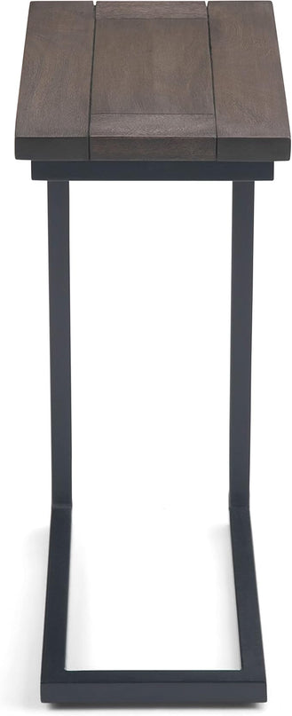 SIMPLIHOME Skyler SOLID MANGO WOOD and Metal 18 Inch Wide Rectangle C Side Table in Walnut Brown, Fully Assembled, For the Living Room and Bedroom - LeafyLoom