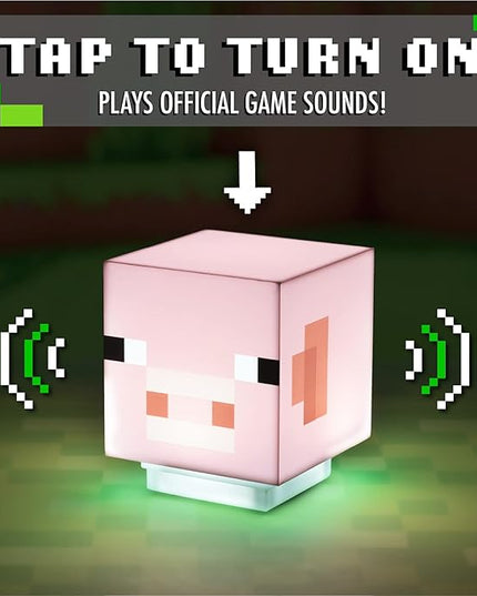 Paladone Minecraft Pig Light with Sound, Handheld Night Light & Fun Minecraft Toy for Kids, Minecraft Room Decor - LeafyLoom