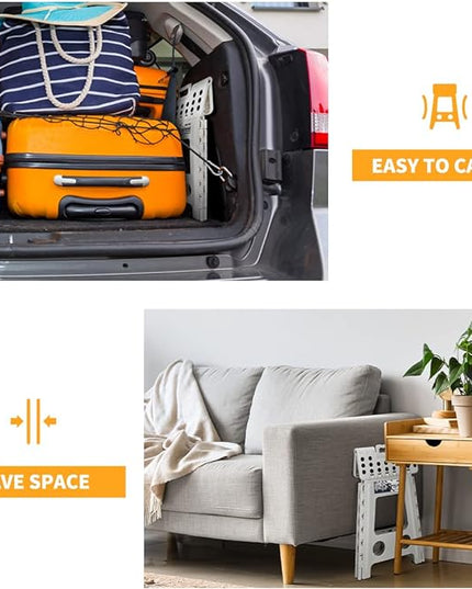 Delxo 16” Folding Step Stool in White,1 Pack Premium Heavy Duty Foldable Foot Stool for Adults,Portable Collapsible Plastic Step Stool,Non Slip Folding Stools for Kitchen Bathroom Bedroom Up to 400LBS - LeafyLoom