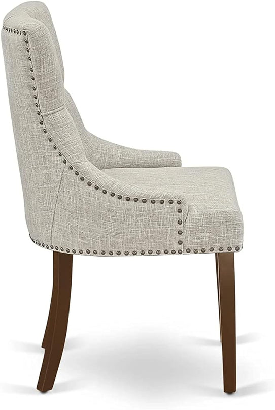 East West Furniture NOFR3-MAH-05 Norfolk 3 Piece Kitchen Set Contains a Rectangle Dining Room Table with Butterfly Leaf and 2 Doeskin Linen Fabric Parsons Chairs, 32x54 Inch - LeafyLoom