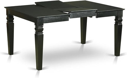 East West Furniture WEBO5-BLK-W 5 Piece Room Set Includes a Rectangle Kitchen Table with Butterfly Leaf and 4 Dining Chairs, 42x60 Inch, Black - LeafyLoom