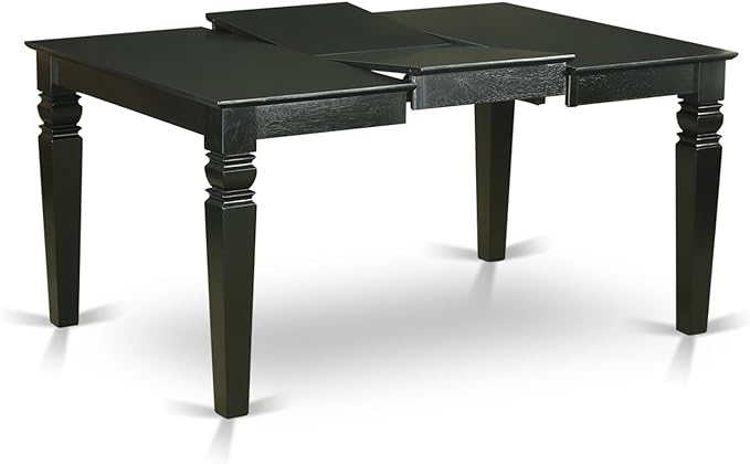 East West Furniture WEBO5-BLK-W 5 Piece Room Set Includes a Rectangle Kitchen Table with Butterfly Leaf and 4 Dining Chairs, 42x60 Inch, Black - LeafyLoom