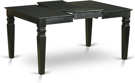 East West Furniture WEBO7-BLK-W 7 Piece Room Set Consist of a Rectangle Kitchen Table with Butterfly Leaf and 6 Dining Chairs, 42x60 Inch, Black - LeafyLoom